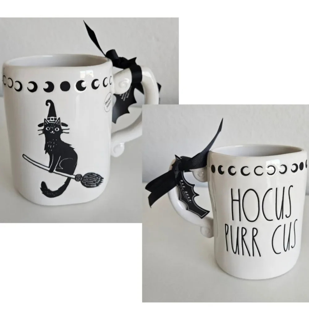 NEW Rae Dunn | 'Hocus Purr Cus' Black Cat Witch Ceramic Tea Mug Coffee Cup - Picture 1 of 5